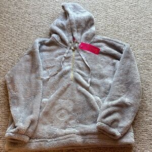 Lilly Pulitzer Light Gray Plush Hooded Pullover